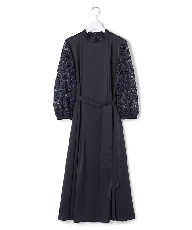 23区 【APPLAUDIR】ノーブルサテン レースコンビドレス ネイビー