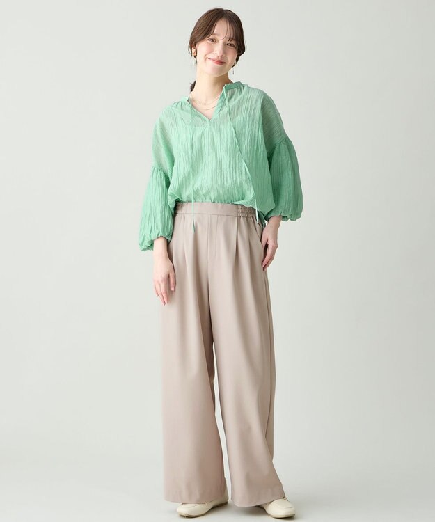 ANY イージーケアライトストレッチワイドパンツ ライトモカ