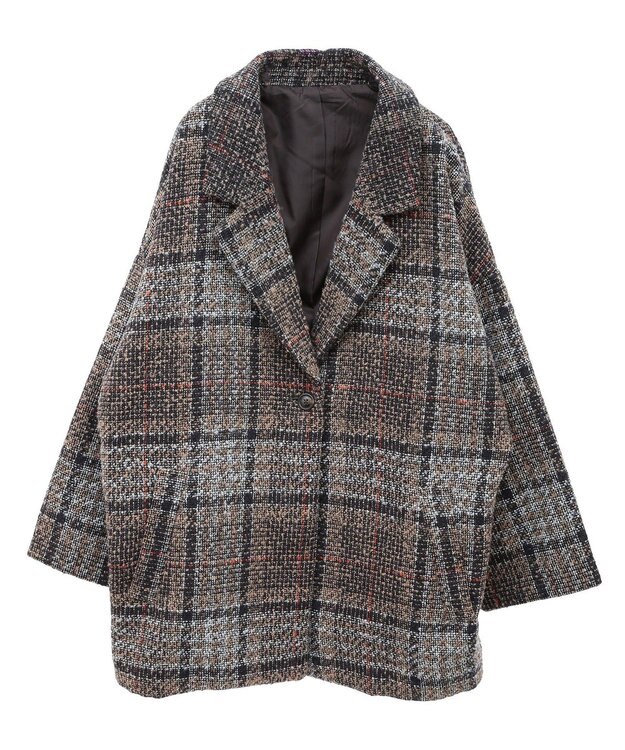 earth music&ecology オーバーテーラードジャケット　チェック Check