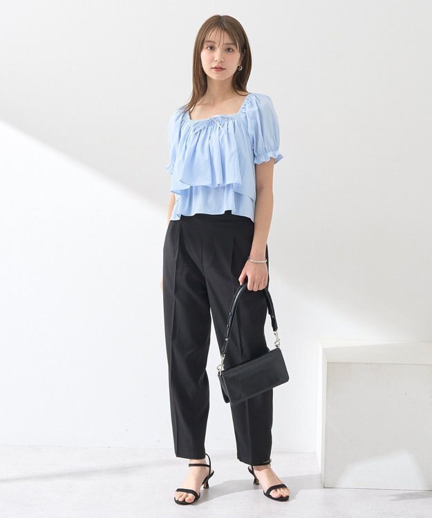 earth music&ecology 接触冷感テーパードパンツ Black