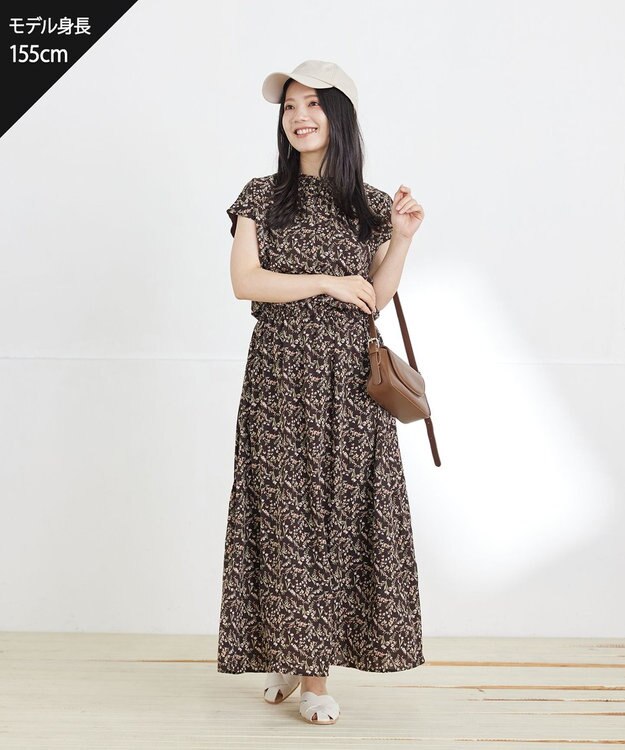 【新品】ゆったり◎フレンチスリーブワンピース 総柄花柄ワンピ　Lサイズ 新色追加】花柄フレンチスリーブワンピース / Tiaclasse