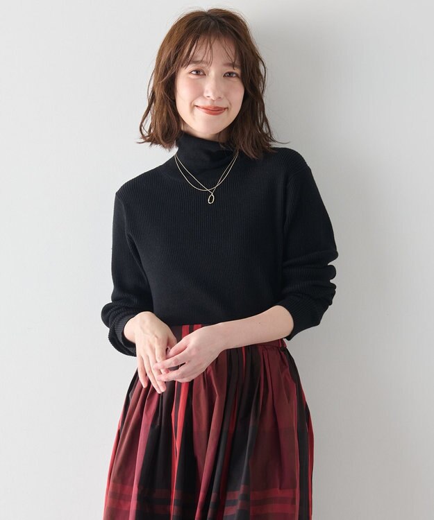 ANY 【洗濯機可】ウォームニットリブタートルネック ブラック