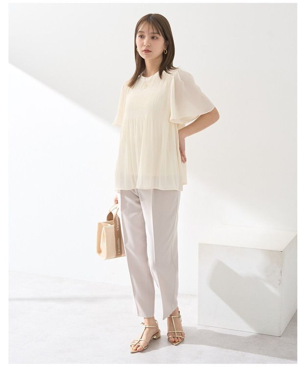 earth music&ecology 接触冷感テーパードパンツ Light Beige