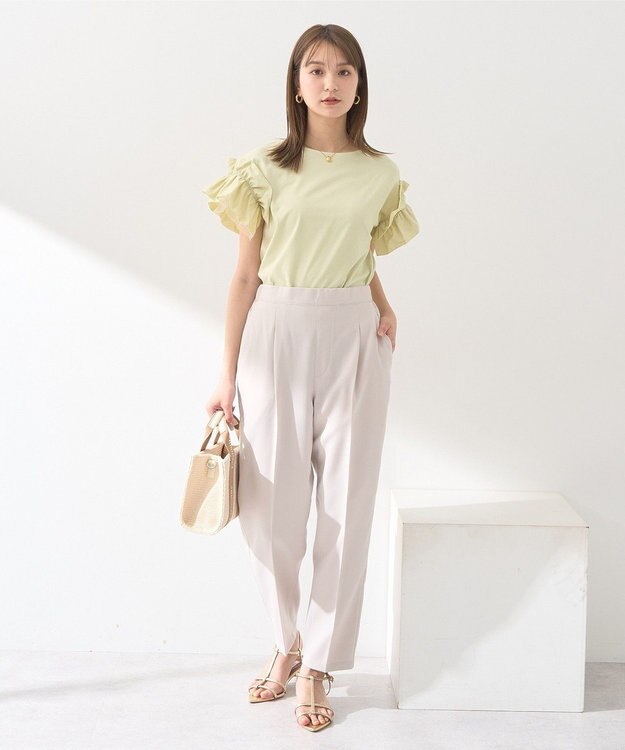 earth music&ecology 接触冷感テーパードパンツ Light Beige