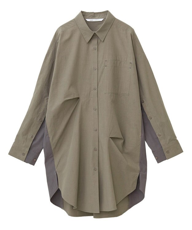 YECCA VECCA 2way袖デザインロングシャツ Khaki