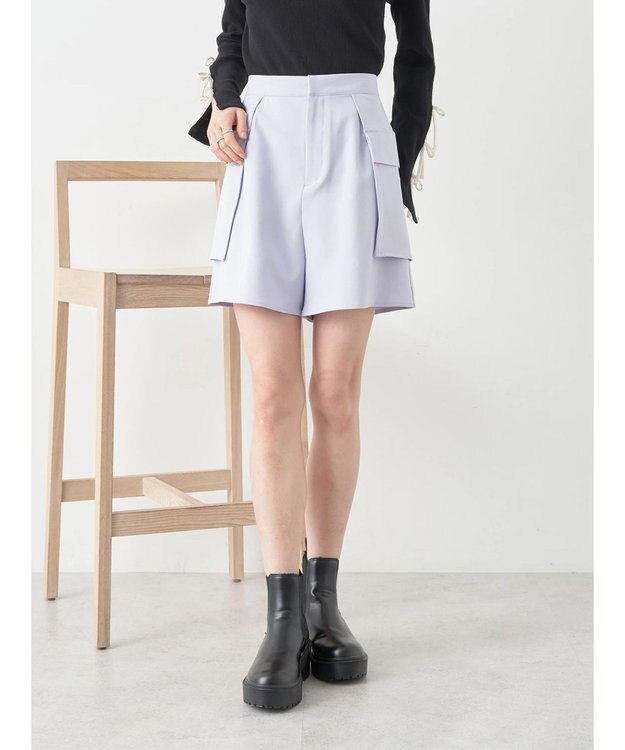 earth music&ecology デザインポケットショートパンツ Purple