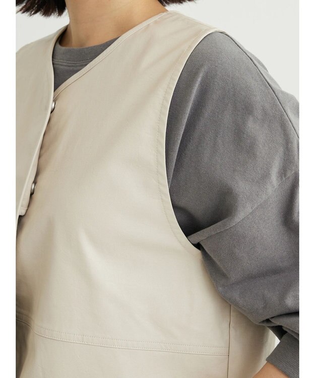 Green Parks フェイクレザーベスト Ecru