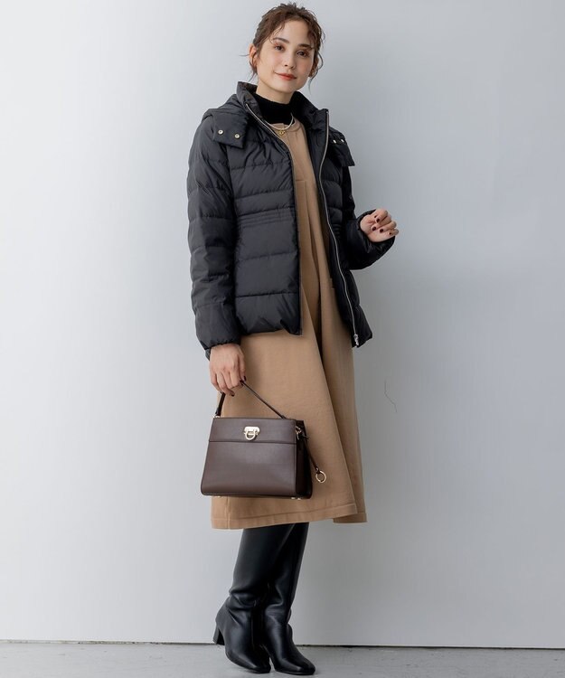 組曲 L 【洗える・2WAY】ライトタフタショートダウン ブラック系