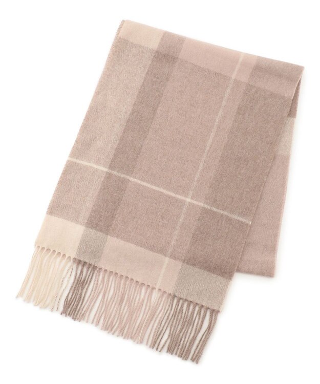 23区 カシミヤ チェック マフラー ベージュ系