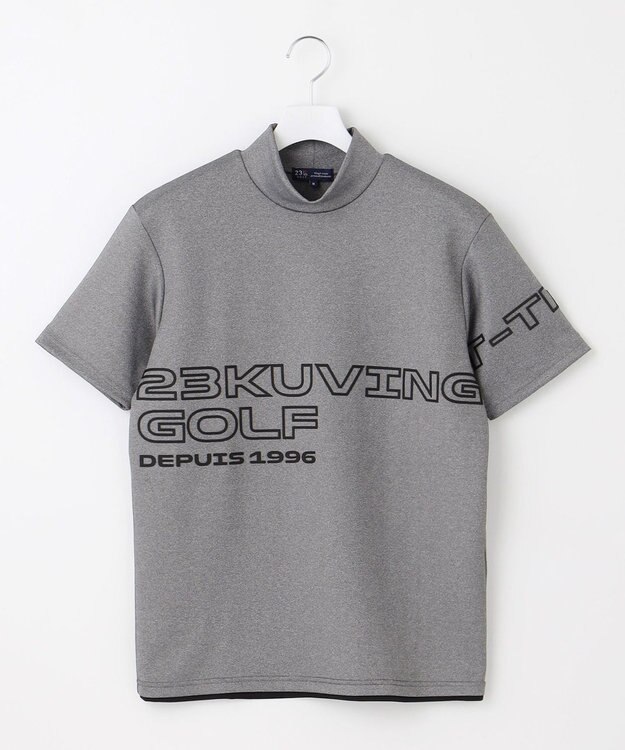 23区GOLF 【MEN】【UVカット・吸水速乾】グラフィック モックネックシャツ ライトグレー系