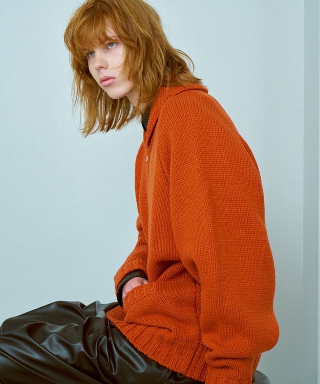 WEGO 【ユニセックス着用ITEM】カウチンニットカーディガン オレンジ