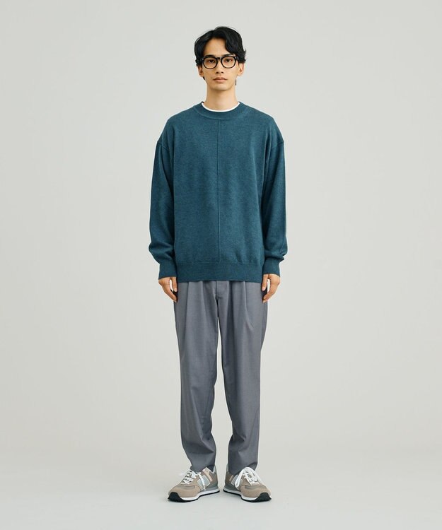 J.PRESS YORK STREET 【UNISEX】ANTI PILLING WOOL クルーネックニット ダルブルー系