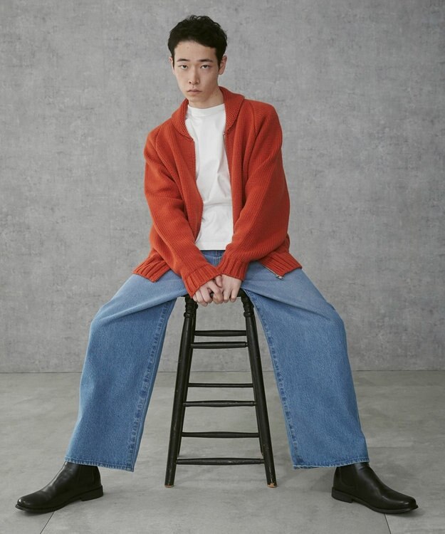 WEGO 【ユニセックス着用ITEM】カウチンニットカーディガン オレンジ