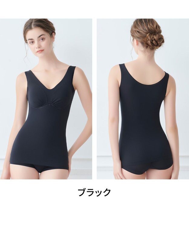 BRADELIS New York 【Yukine inc. 】ゆきねえ365綿混モアらくフルカップブラキャミ23 補正下着 締め付けすぎない快適シェイパー ブラック