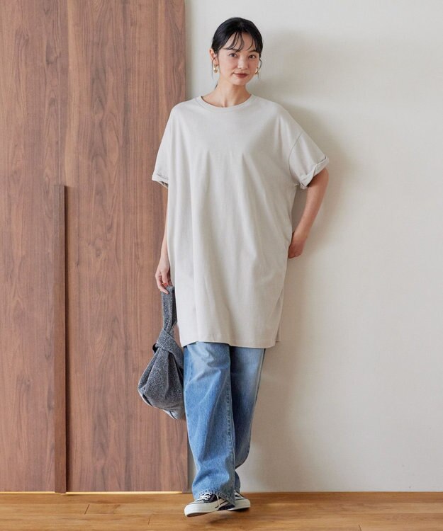 AMERICAN HOLIC 袖ロールアップカットチュニック Light Gray