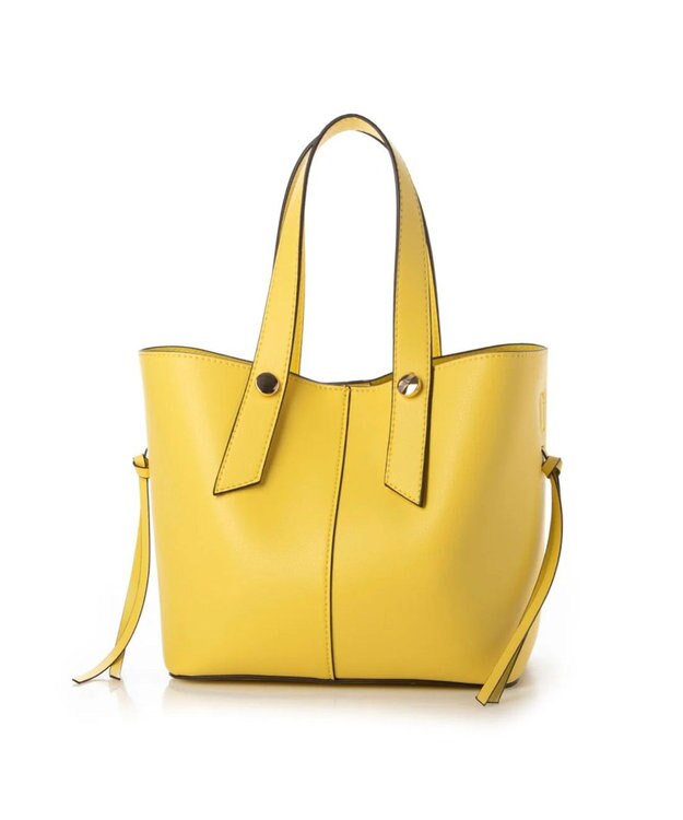 UNBILLION cachecache スタッズポイント両面合皮2wayトートバッグ ライトイエロー