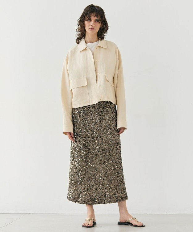 BEIGE， 【洗える】CUPHEA / アウトポケットジャケット Ecru