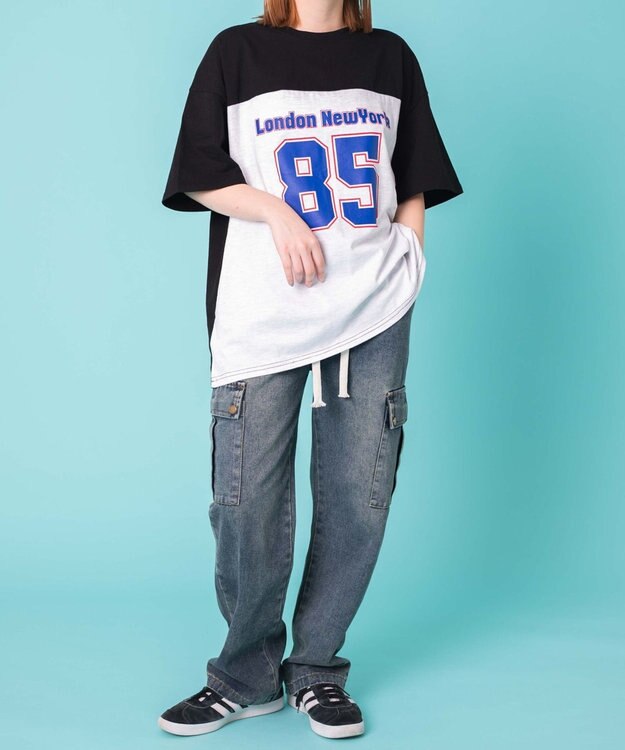 WEGO 【ウエストゴム】ドローコードウオッシュドカーゴデニム デニム