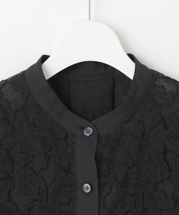 自由区 【SHIHOさん着用】レースブロッキング ブラウス ブラック