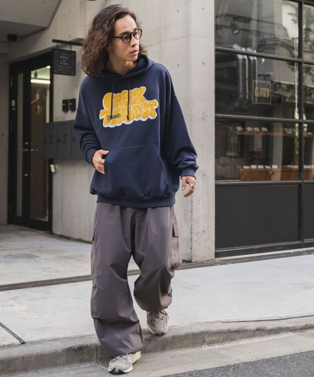 WEGO ヘビーウエイトグラフィティプルパーカー ネイビー