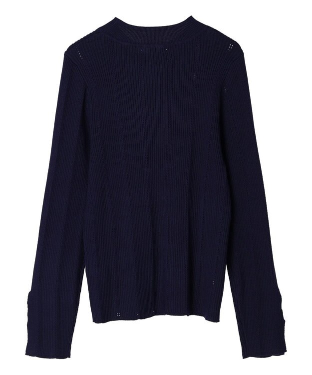 earth music&ecology 袖パールハイネックリブプルオーバー Dark Navy