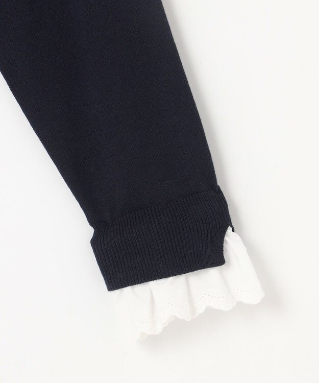 組曲 【WEB限定】レースフリルスタンド ニット ネイビー系