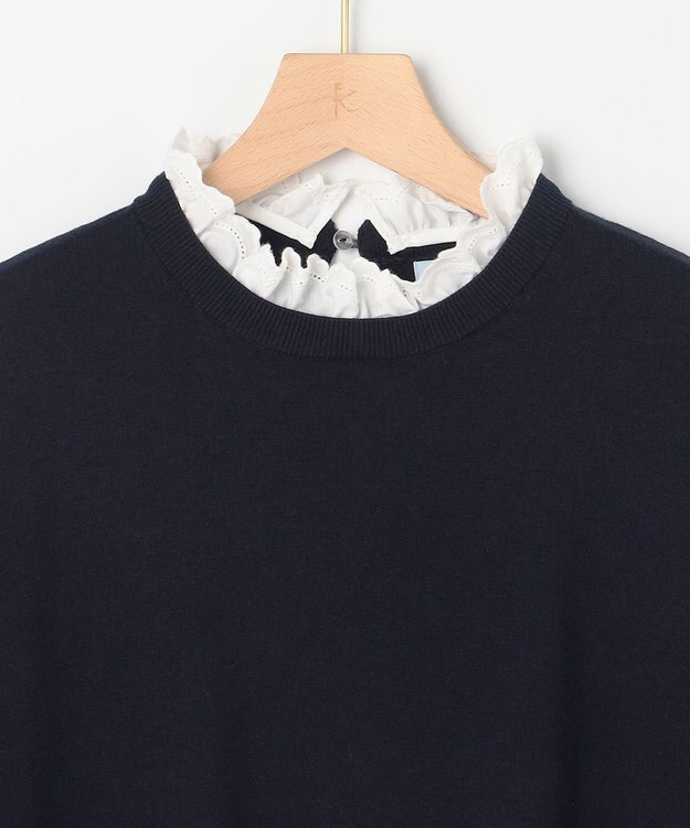 組曲 【WEB限定】レースフリルスタンド ニット ネイビー系