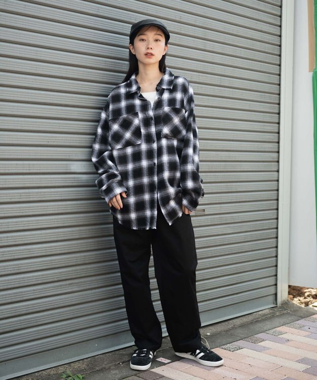 WEGO 【ウエストゴム/SMLサイズ展開/ユニセックス着用ITEM】チノイージーストレートパンツ ブラック