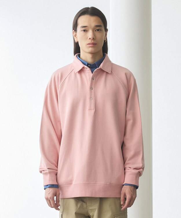 J.PRESS YORK STREET 【UNISEX】ラガータイプラグラン 裏毛トレーナー ピンク系