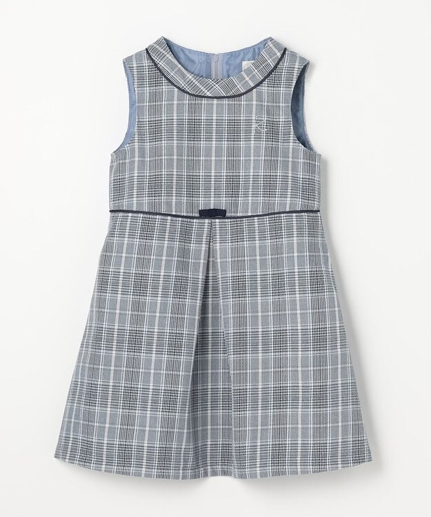 組曲 KIDS 【110-140㎝】グレンチェック ジャンスカ サックスブルー