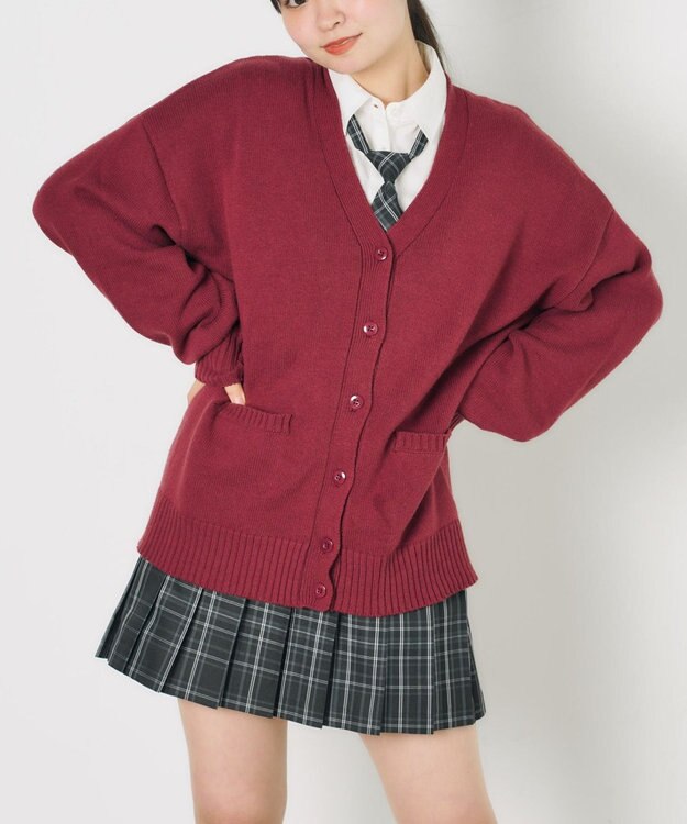 WEGO 【SCHOOL ITEM】ニットカーディガン レッドワイン