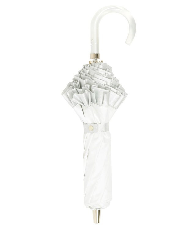 MOONBAT 【一級遮光/晴雨兼用】LANVIN en Bleu (ランバン オン ブルー)  折りたたみ日傘 シャイニーフリル 遮光 遮熱 UV オフホワイト