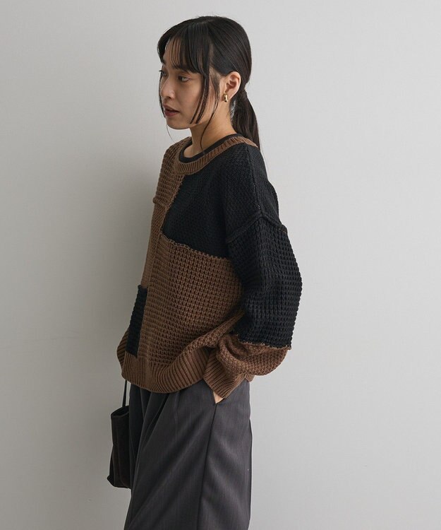CRAFT STANDARD BOUTIQUE パッチワークニットプルオーバー Brown