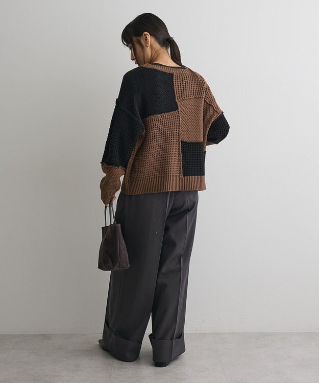 CRAFT STANDARD BOUTIQUE パッチワークニットプルオーバー Brown