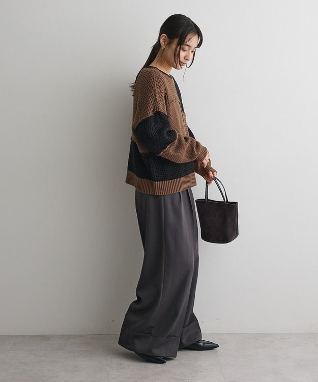 CRAFT STANDARD BOUTIQUE パッチワークニットプルオーバー Brown