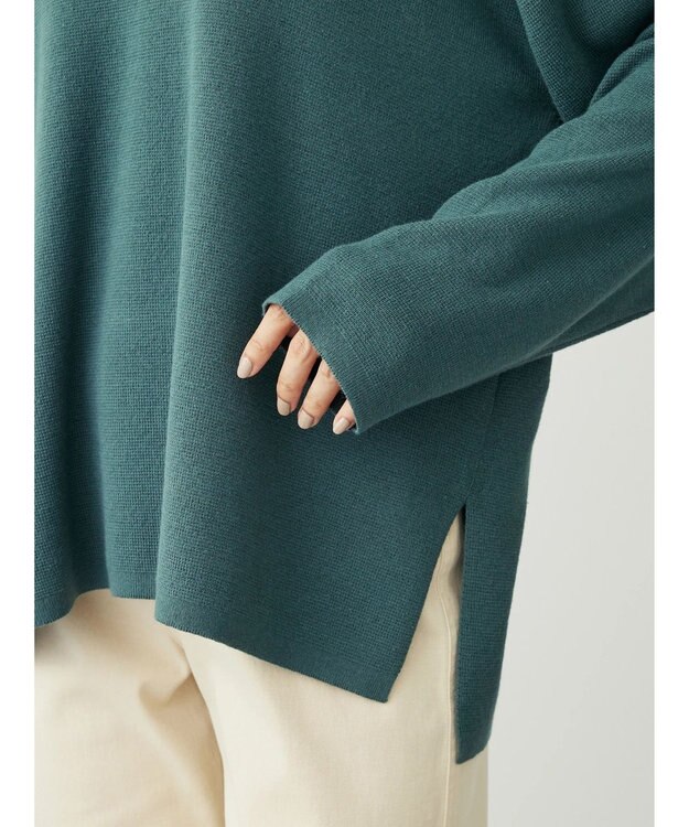 Green Parks 洗える　ミラノリブ編みニットプルオーバー Blue Green