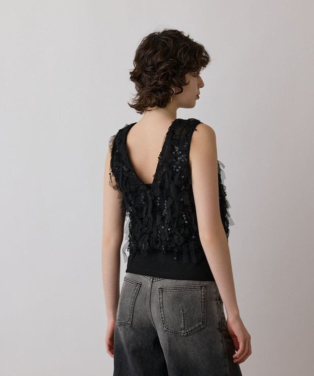 GRACE CONTINENTAL フリンジベスト ブラック