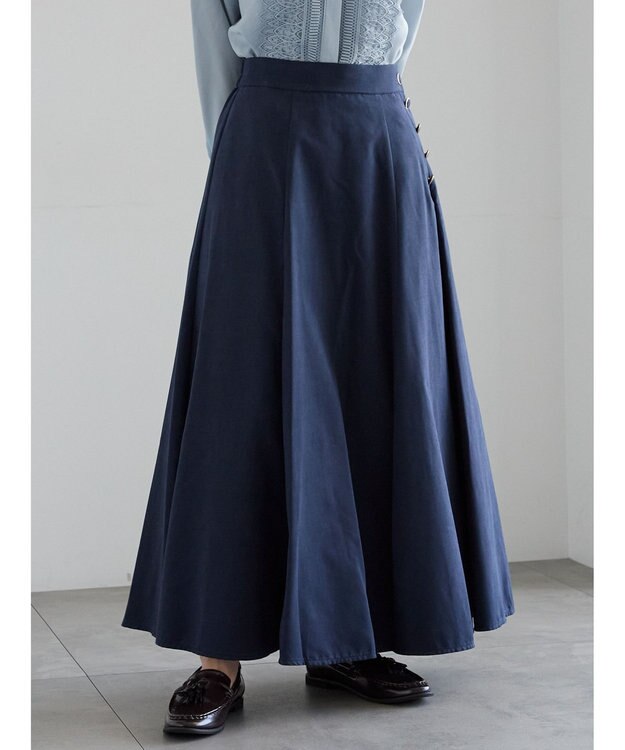 Te chichi サイドボタンピーチフレアスカート ネイビー