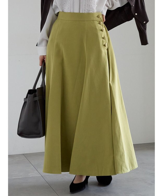 Te chichi サイドボタンピーチフレアスカート グリーン