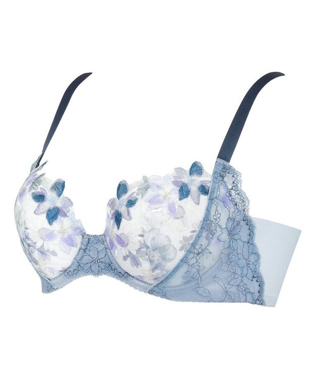 WACOAL 【重力に負けないバストケアBra】 ブラジャー バストを重力から守る まる胸キープ 脇高設計 サイドから背中のラインすっきり レディース BRB414 /ワコール グレイッシュブルー