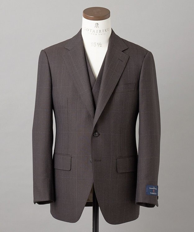 GOTAIRIKU 【ZEGNA/ゼニア】ISLANDFLEECE/アイランドフリース 3ピーススーツ（ブラウン×格子） ダークブラウン系4