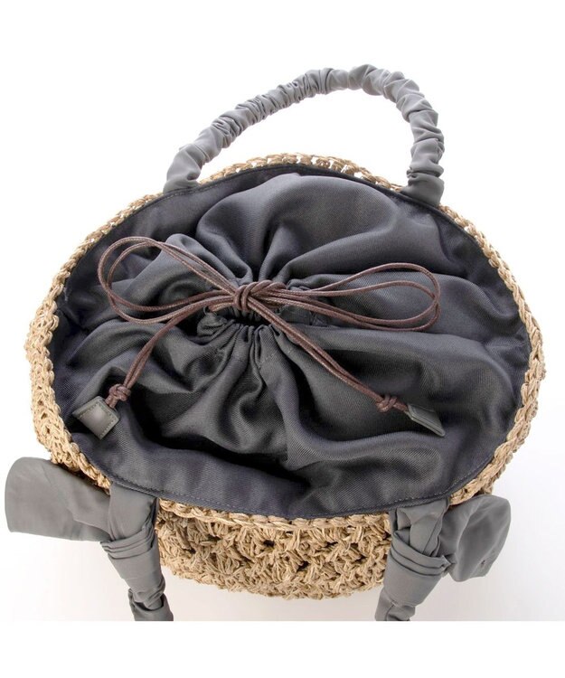 UNBILLION カシュカシュ cachecache / 下がりリボン柄編みトート GY