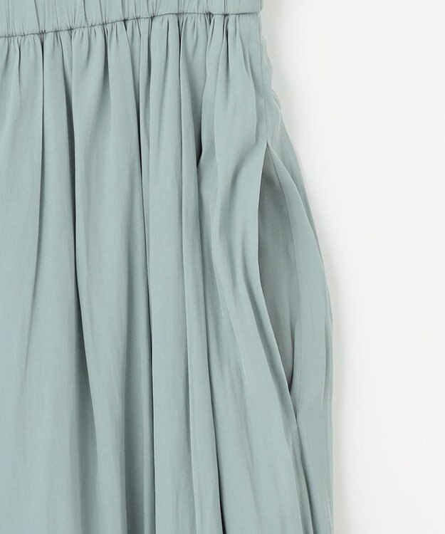 組曲 L 【春夏のNEWカラー登場】ギャザーライトデシン パンツ スモーキーグリーン系