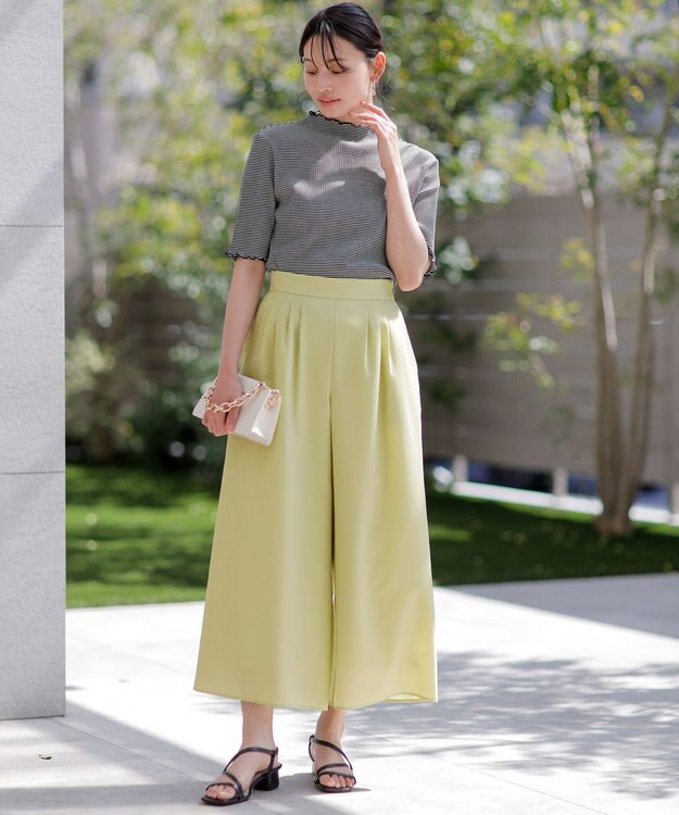 ANY SIS L 【接触冷感・UVカット・速乾】スムージーポリエステルタックフレア パンツ 【WEB限定】ライム