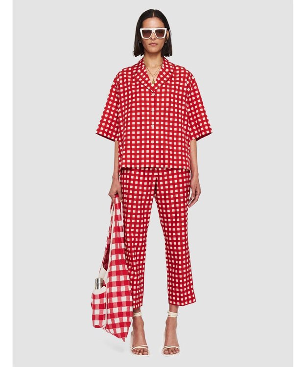 JOSEPH ヴィシー コットンシルク　クロップドトラウザーズ Crimson Combo