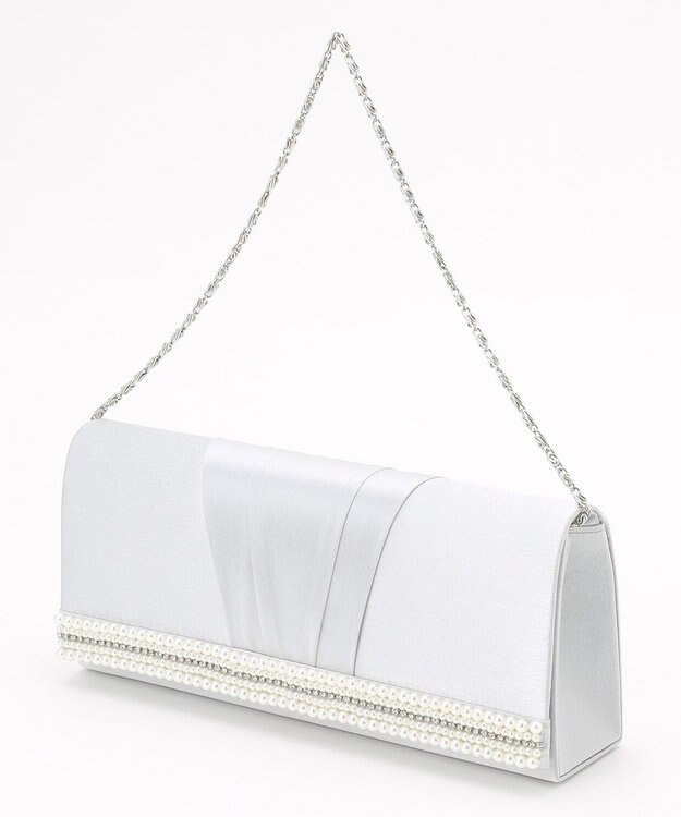 ANY SIS 【2WAY】パール調ラインクラッチ バッグ ライトグレー