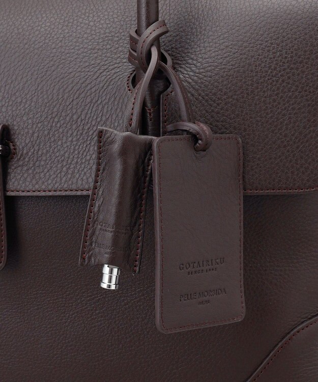 GOTAIRIKU 別注/日本製【PELLE MORBIDA×GOTAIRIKU】レザー フラップトートバッグ ダークブラウン系