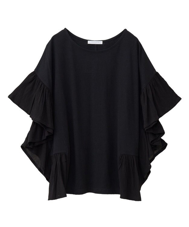 Green Parks 袖フレアドッキングカットプルオーバー Black