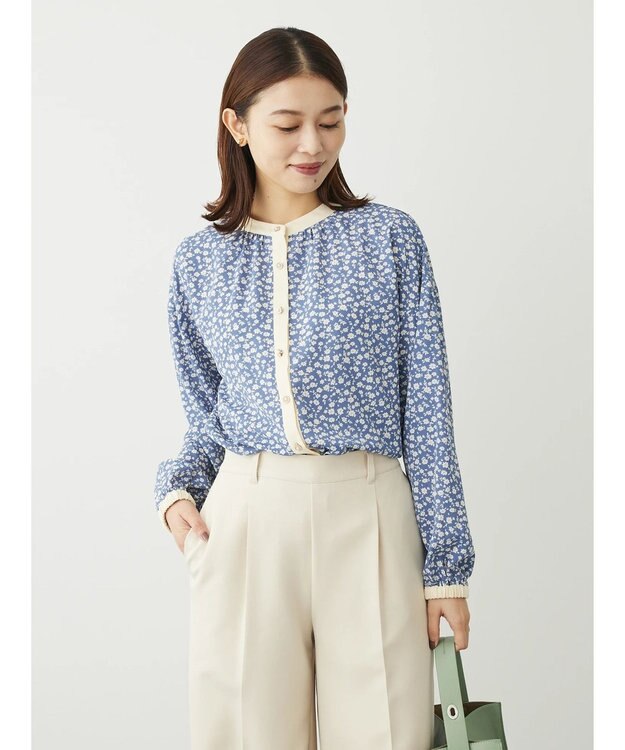 Green Parks ・ＥＬＥＮＣＡＲＥ　ＤＵＥコバナパイピングブラウス Blue