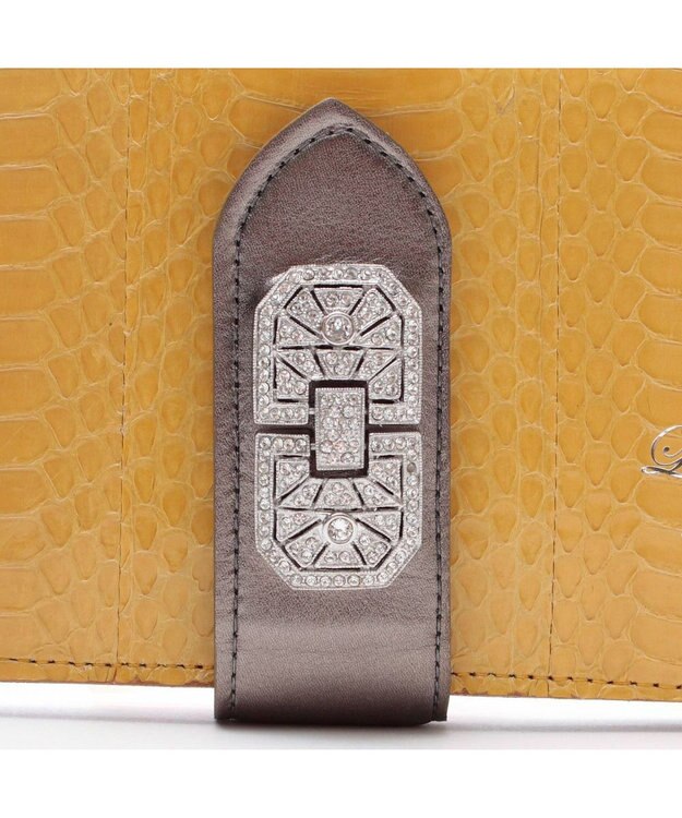 A.D.M.J. スネークレザー＆エリーゼアールデコウォレット イエロー